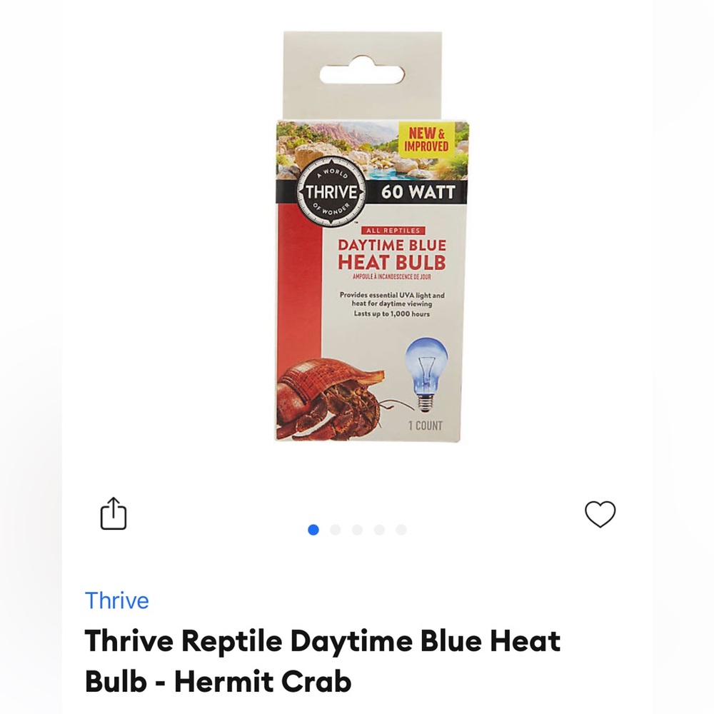60 watt Thrive Reptile Daytime Blue Heat Bulb